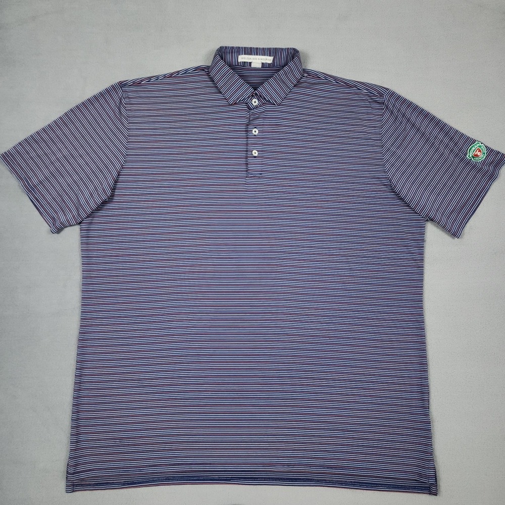 Holderness & Bourne Polo Shirt Mens XXL Blue Striped Medinah Country Club Golf